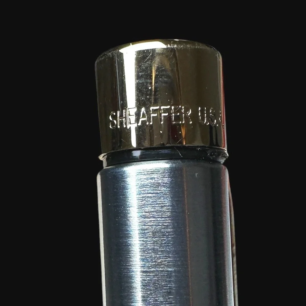 Sheaffer Fashion Ballpoint Pen Brushed Chrome Gold Trim White Dot USA 6173 A0511